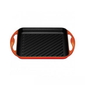 Grelha Retangular com Alça 38,5cm Laranja Le Creuset