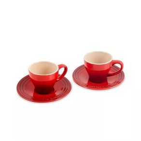 Jogo de 2 Xicaras Espresso com Pires Vermelho