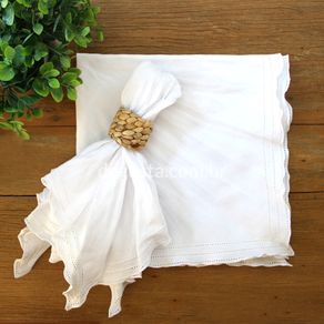 Guardanapo linho com babado branco Home by odila