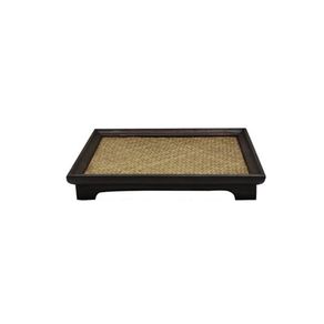Bandeja Palha Escura com Pé 36cm Sandra Fuganti