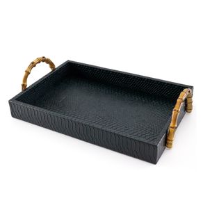 Bandeja com Alça Bambu 55cm Preto