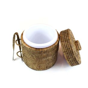 Balde Gelo Redondo Rattan Paya 20x25cm Natural Home