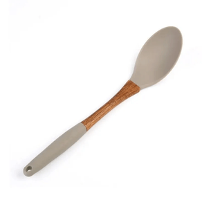 Colher de Arroz Silicone e Madeira Cinza Unid.