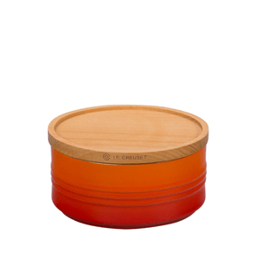 Pote Com Tampa de Madeira Laranja 420ml Le Creuset