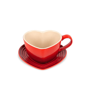 Caneca Coração com Pires Vermelho 220ml Le Creuset