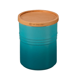 Pote Com Tampa de Madeira Azul Caribe 1,9L Le Creuset