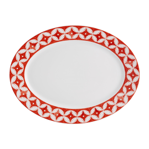 Travessa Oval Grande Sevilla 43cm Porcelana Branco e Coral Vista Alegre