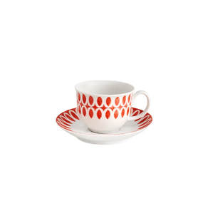Xícara de Café com Pires Sevilla 113ml Porcelana Branca e Coral Vista Alegre