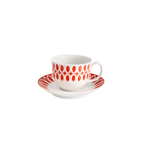 Xícara de Café com Pires Sevilla 113ml Porcelana Branca e Coral Vista Alegre