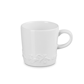 Caneca Cappuccino Holly 200ml Cerâmica Premium Branca Natal Le Creuset