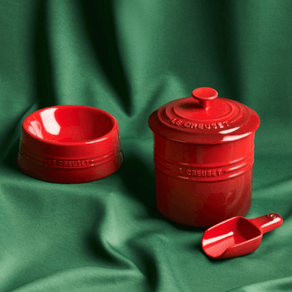 Porta Ração com Dosador Cerâmica Premium Pet Collection 2,3L Vermelho Le Creuset