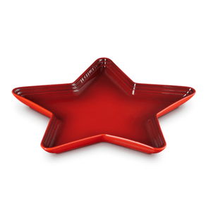 Bandeja Estrela de Servir Cerâmica Premium Travessa Grande Festiva 36cm Vermelho Le Creuset