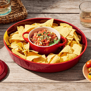 Prato para Aperitivos e Molhos Cerâmica Premium 34cm Vermelho Le Creuset