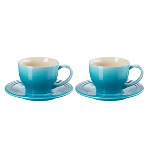 Set Canecas Azul Caribe com Pires 200ml Le Creuset