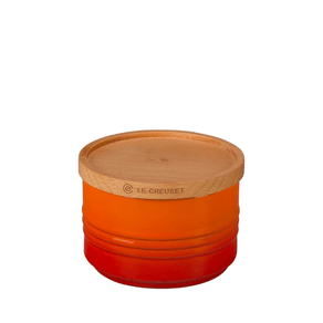 Pote Com Tampa de Madeira Laranja 220ml Le Creuset